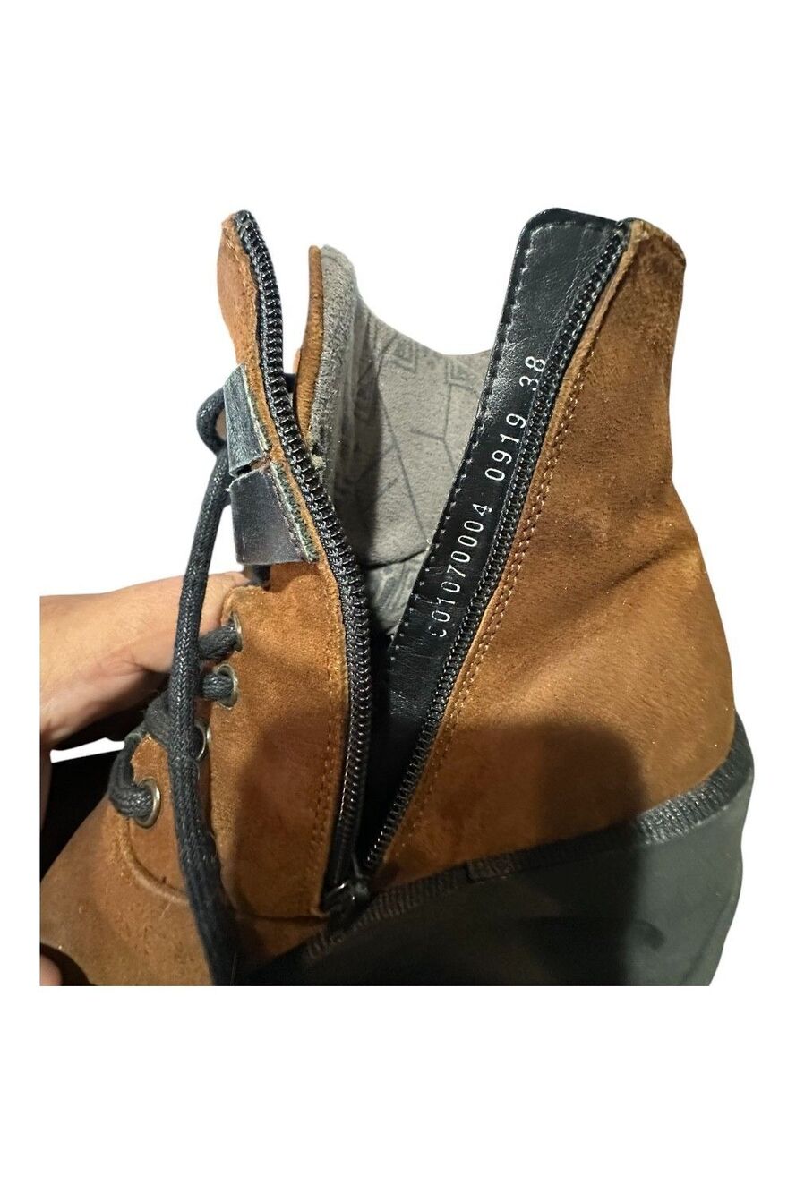 Fly London JABI070Fly Brown Leather Wedge Boots Side Zip EUR 38 US 7.5 Buckle - Picture 7 of 10